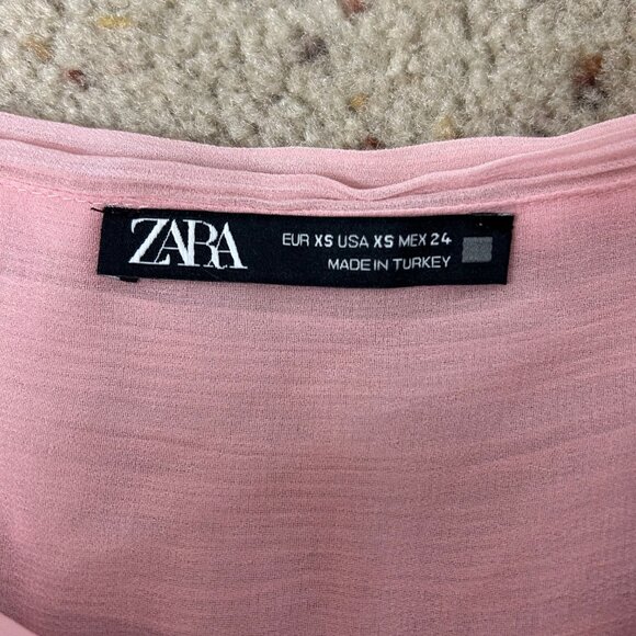 Zara Ballet Pink Pleated Halter Top Flowy Fairy Whimsical Size XS Women's - Picture 5 of 5